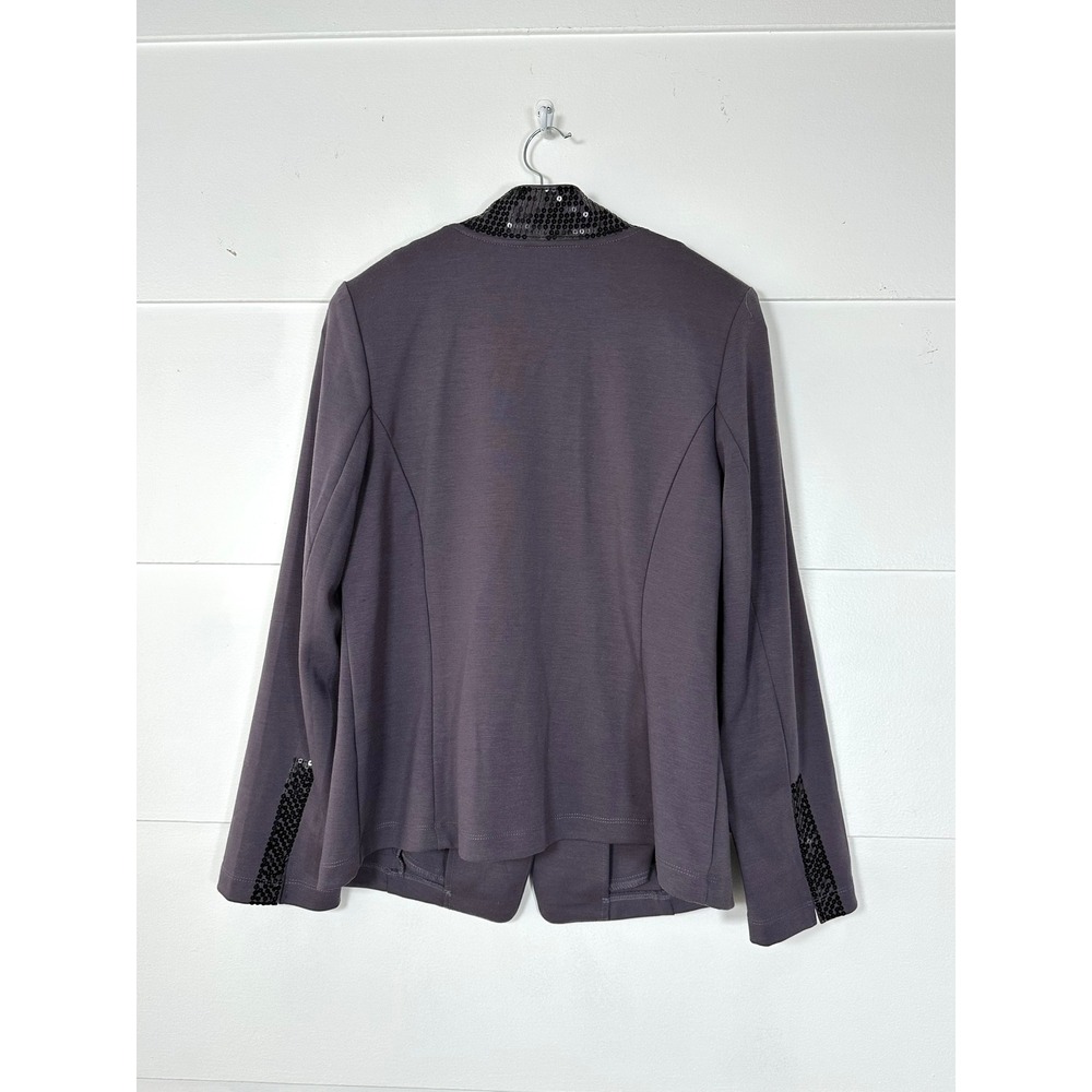 Bob Mackie Wearable Art QVC purple knit blazer‎ black sequins womens M NWT - Picture 4 of 10